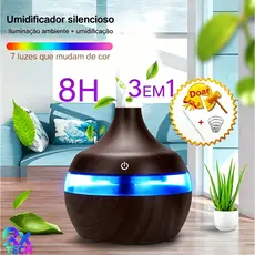 Umidificador De Ar E Difusor Aromatizador Grande 8H 300ml De Ambiente Ultrassônico Portátil Usb Com Luz LED