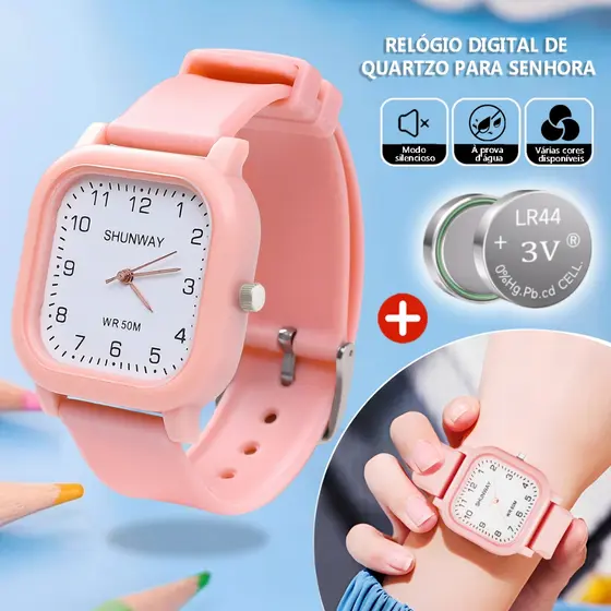 Rel贸gio Unissex Digital Led Vintage Feminino A Prova D'脕gua 2 Pilhas Bateria Infantil  Led Esportivas Cron贸metro Relogio