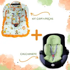 Capa para Bebê Conforto Capota Protetor de Cinto e Colchonete Redutor Acolchoado Macio 100% Algodão