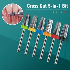 5 Em 1 Brocas De Segurança Cônicas De Carboneto De Pregos Fresa Com Corte Para Manicure Remover Gel Acessórios Unhas