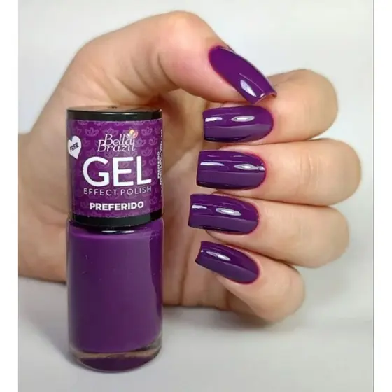 Kit Esmalte Unhas Efeito gel Seca sem Cabine Tons roxo lilás e rosa Bella Brazil