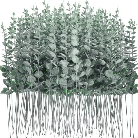 50 Peças Hastes De Eucalipto Vegetação Falsa Folhas Artificiais Decoração Ramo Para Peça Central De Casamento Buquê De F
