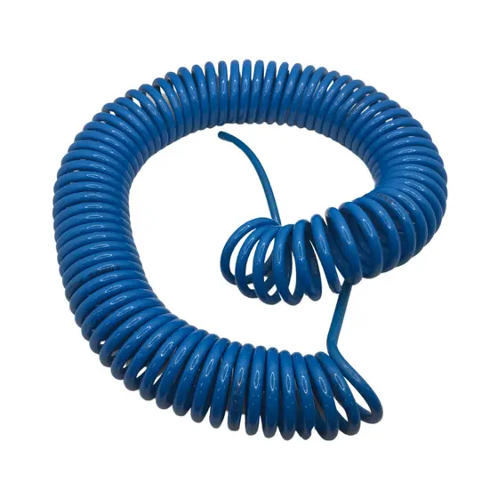 Mangueira Espiral PU Azul 8mm x 10 Metros Para Ar Comprimido Compressor Alta Resistência Flexível Durável