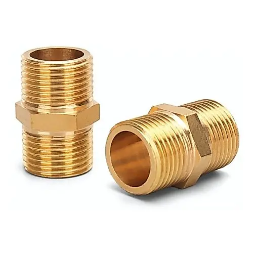 2 Peças Niple Duplo Conexão Latão 1/4 - 1/4 Rosca BSP Emenda União Ar Água Resistente Durável
