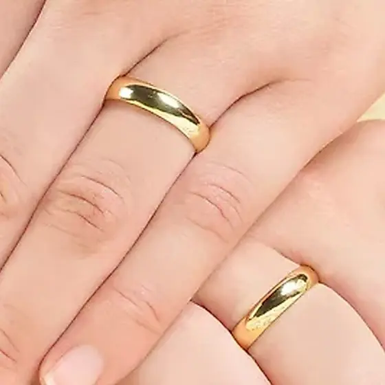 2 Unidades Aliança Dourado  Aço Inoxidável Anel Casamento  4mm