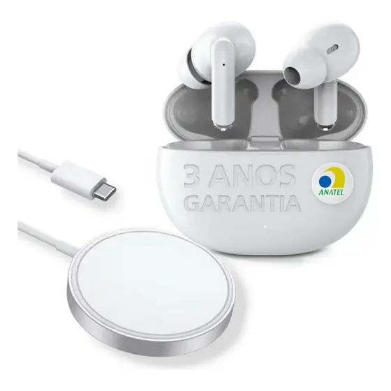 Kit Fone Bluetooth E Carregador Por Inducao Sem Fio Combo Premium Base Carregadora QI Rapido