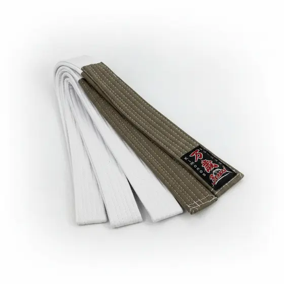Faixa De Luta Branco Ponta CInza 2,30M  M0 / M1 Jiu Jitsu Judô Karatê Taekwondo