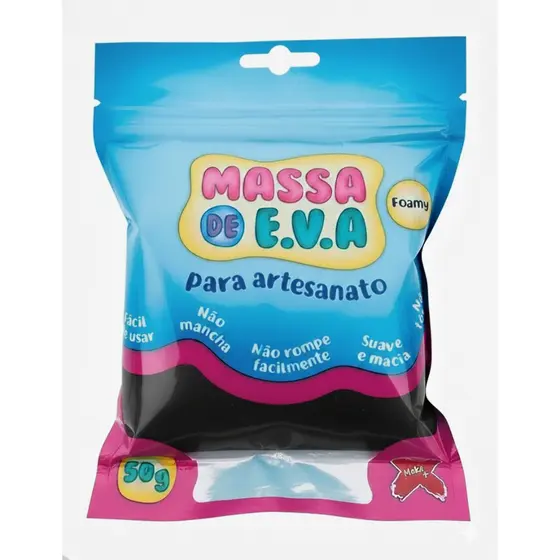 Massa De EVA Make Preto 50g Modelar Atóxica Macia Artesanato Escolar Não Gruda