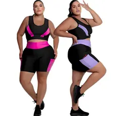 Conjunto Fitness Feminino Short com bolso + Top alta sustentação Plus Size G ao EXGG Modelo Curves