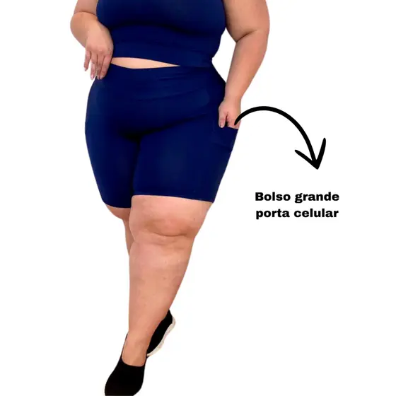 Short Ciclista Fitness com Bolso grande PLUS SIZE 44 ao 54 modelo curves