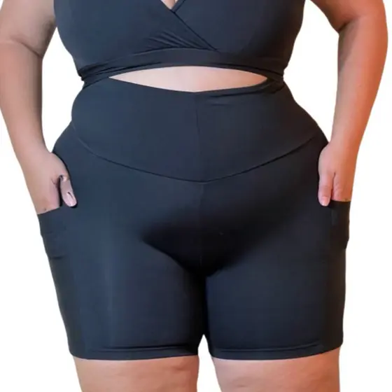 Short fitness com Bolso Plus size GG XGG EXGG bermuda ciclista bolso porta celular