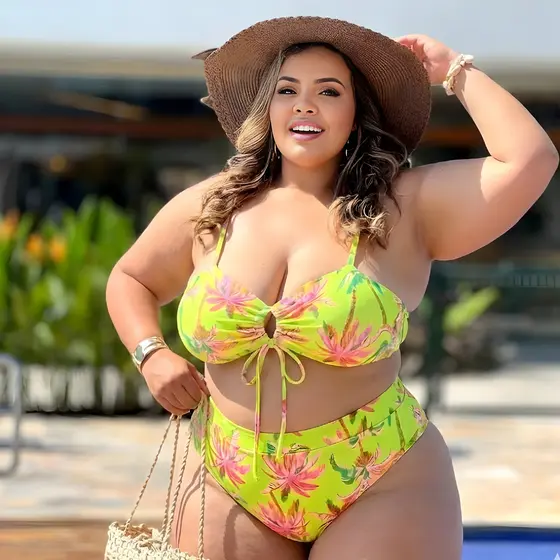 Biquini Plus Size (48 ao 52) LANÇAMENTO Cintura Alta Hot pant moda Praia Curves feminino