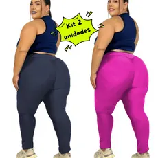 Kit 2 Calça Legging levanta bumbum Plus Size 44 ao 54 Curves feminino academia Fitness