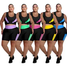 Kit 5 Conjuntos Fitness 10 peças Plus size/Slim short com bolso e top Feminino modelo Curves