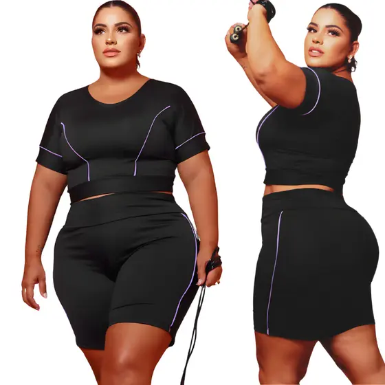 Conjunto fitness Feminino PLUS SIZE GG XGG EXGG Short e top de manga Modelo Curves