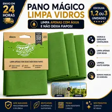 Pano Mágico Limpa Vidro 1/2/3 Limpeza Profunda Original 100% Microfibra Não Solta Pelo ÁKORA