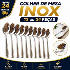 Kit 12 ou 24 Jogo De Colher De Mesa Em Inox 18cm Talheres Talher Para Cozinha Buffet Colheres Para Sopas Caldos