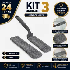 Kit Limpador De Cantos Box Vidros + Refil 100% Microfibra Lavável Ideal Para Cantos Vãos ÁKORA