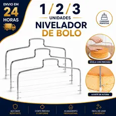 Nivelador Cortador Fatiador De Bolos 1/2/3 Inox Fio Duplo Profissional Ajustável