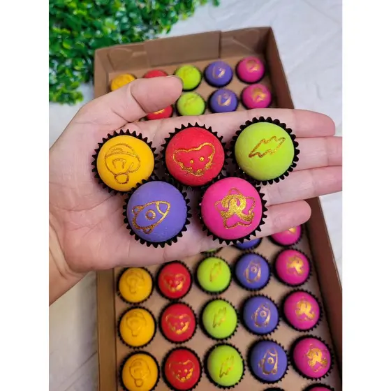 Carimbo para Brigadeiro e Doces - Grupo Rosas - Kit com 6 unidades