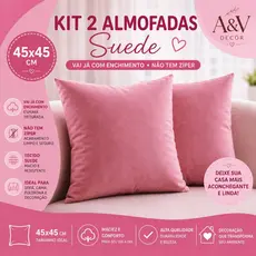 Kit 2 Capas de Almofada Suede 45x45cm Drapeada Decorativas - Envio Imediato