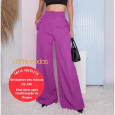 Domi Modas Calça Pantalona Alfaiataria Botões Forrados 8297