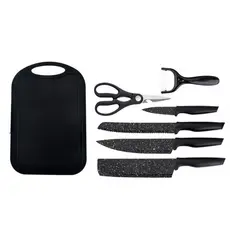 Jogo De Facas Kit 7 Conjunto Preto Gourmet Antiaderente