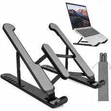 Suporte para Notebook Dobrável em Metal Ajustável e Portátil, Base Antiderrapante Home Office e Trabalho