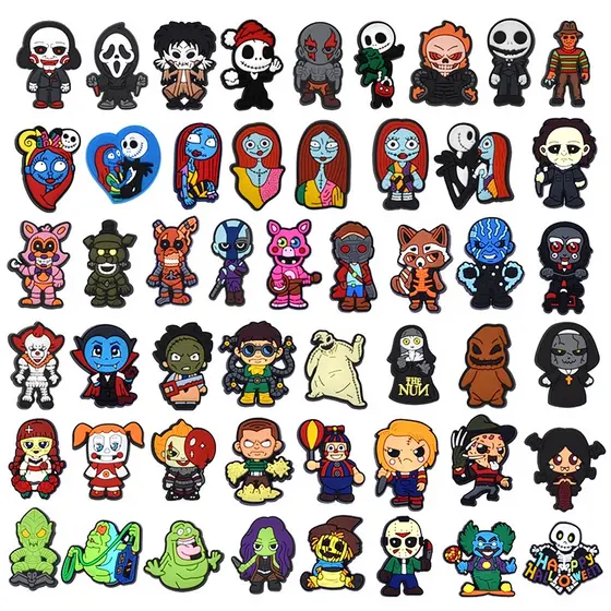 Encantos De Sapato Para Tamanco Decoração Pinos PVC Novo Desenho Animado Botão De Halloween