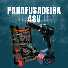 Furadeira Parafusadeira Chave Impacto Elétrica de Roda 48V 500Nm 2 Baterias Completo Alta Potência