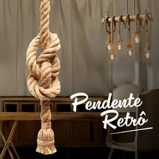 Pendente Corda Retro Design Rústico Vintage Decorativo Decoração Americana E27 Teto Marrom Bivolt