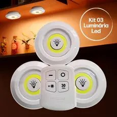Luminárias Com 3 Lâmpadas Led Sem Fio Ideal para Armários 1 Controle Cor Branco Frio ou Quente
