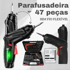 Mini Parafusadeira Furadeira Elétrica Sem Fio USB Portátil 4.2V Bivolt 47 Peças Flexível Bateria