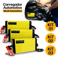 Carregador de Bateria Veicular Automotivo Carro Moto Bivolt Tomada Fonte 12v Cabo Chupeta