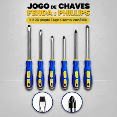 Jogo de Chaves de Fenda e Phillips 6 Peças – Aço Cromo Vanádio com Ponta Magnética