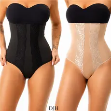 Kit 2 Cinta Calcinha Modeladora Renda Suplex Alta Compressão Comprime Barriga Cós Alto Fio Dental