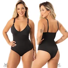 Body Cinta Modeladora Feminino Suplex  Resistente Com Alças Reguláveis Sem Bojo