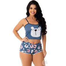 Baby Doll Ondinha Alcinha Suede Blogueirinha Virgínia Cropped Shortinho Pijama Feminino
