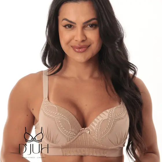Sutiã com Bojo e Renda Feminino - Sustentação e Conforto Reforçado Alças Largas com Regulagem M G GG