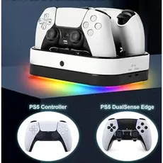 Base de carregamento dupla para controle  PS5 SLIM com luz RGB