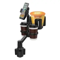SUPORTE MULTIFUNCIONAL PARA CARRO  COM 2 PORTA-COPOS, BANDEJA E  SUPORTE PARA CELULAR