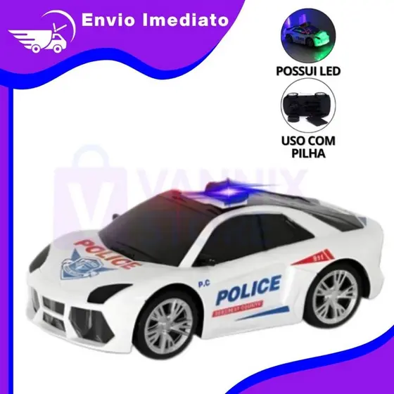 Carro de Polícia com LED e Controle Remoto – Brinquedo Infantil