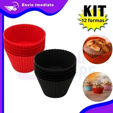 Forma de Cupcake 12 Cavidades em silicone– Assadeira Antiaderente para Bolos e Muffins