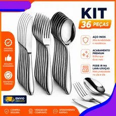 Jogo De Talheres 36 Peças Aço Inox Premium Facas Garfos Colheres Mesa E Sobremesa