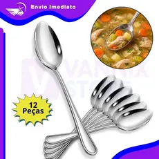 Jogo de Talheres 12 Colheres de Mesa Aço Inox Premium Resistente Cozinha Restaurante