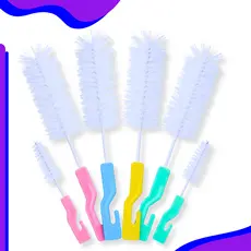 Kit Escovas Para Lavar Louça, Copo, Garrafa, Mamadeira, Canudo e Bico Espessuras Fina Média e Grossa