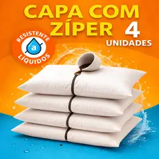 Kit  Capa  Protetora de Travesseiro com Zíper Cor Branca  70cm x 50cm Antiácaro Antiodor