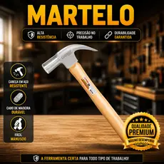 Martelo Unha Aço Forjado Cabo De Madeira Cabeça de 27mm Profissional Resistente Carpinteiro