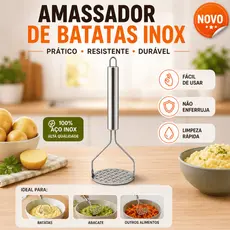 Amassador De Batata Aço Espremedor Legumes Tomate Feijão Utensílio de Cozinha Profissional Inox