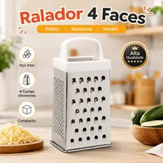 Ralador 4 Faces Queijo Legumes Cabo Ergonômico Prático Fácil de Limpar Inox Multifuncional